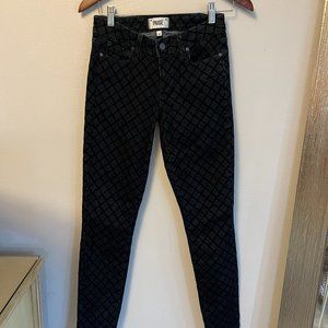 PAIGE Velvet Embellished Patterned Skinny Black Jeans